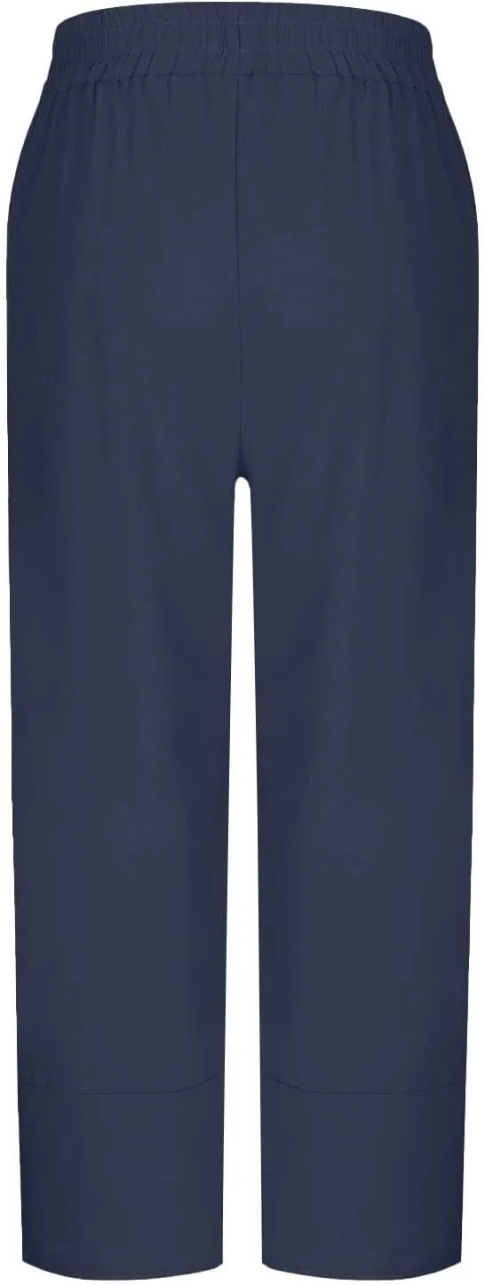 Women Cotton Linen Pant Summer 2025 Casual Capri Pants with Pocket Cropped High Waisted Drawstring Comfy Baggy Trouser