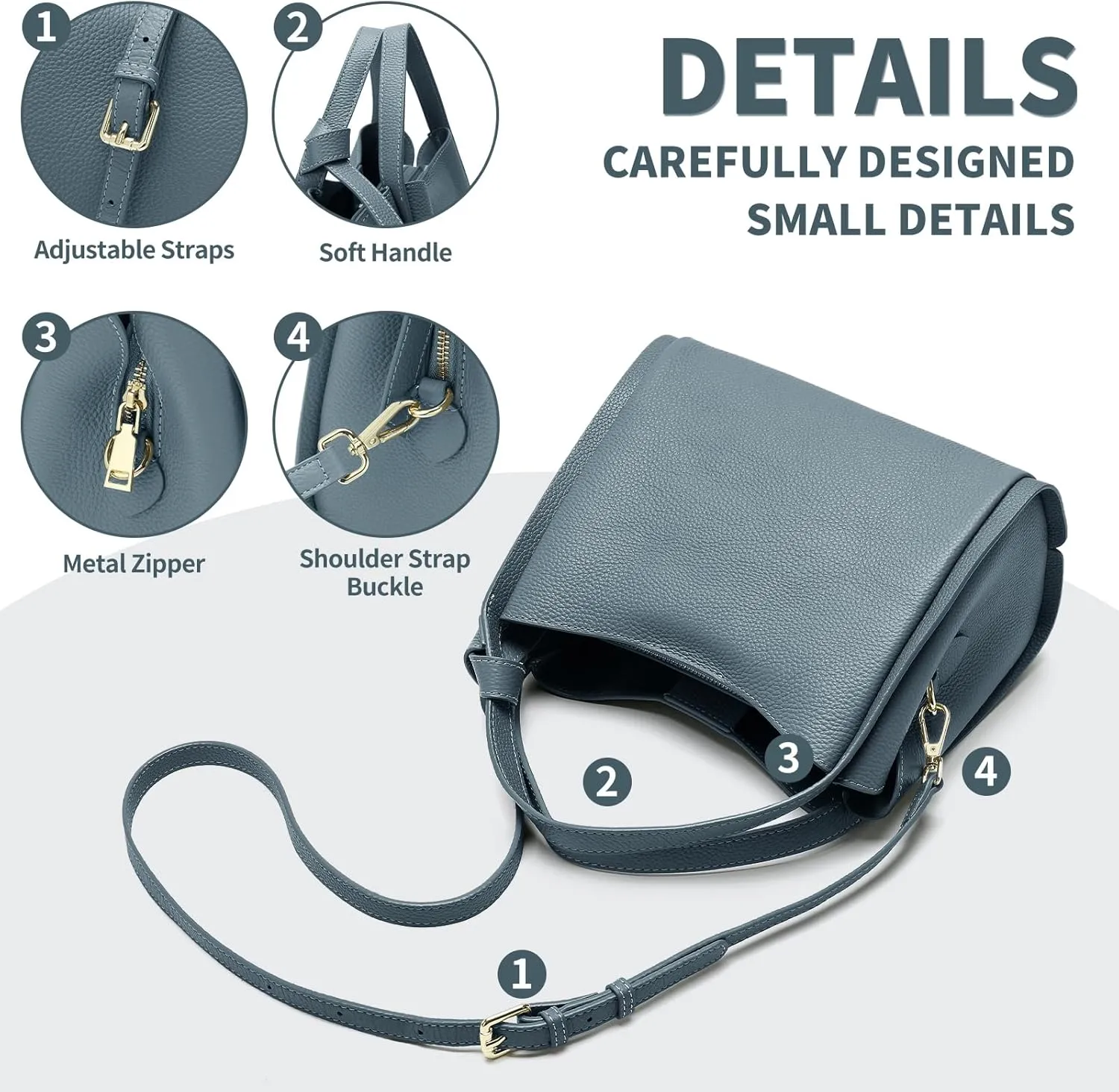 Women Genuine Leather Shoulder Bag Fashion Top-handle Handbag Crossbody Purse for Lady