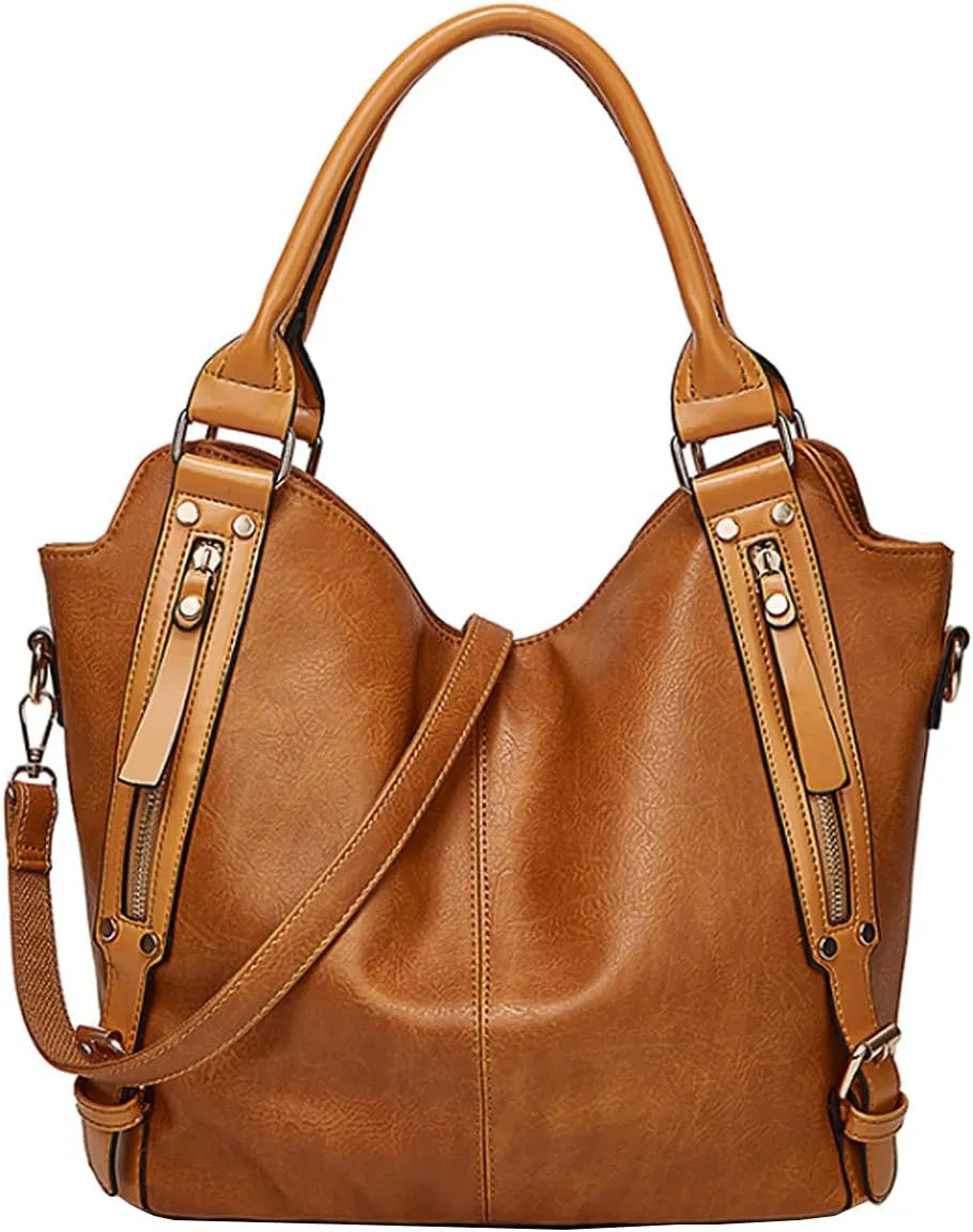 Women Retro Purse and Handbag PU Leather Satchel Tote Top-handle Shoulder Bag
