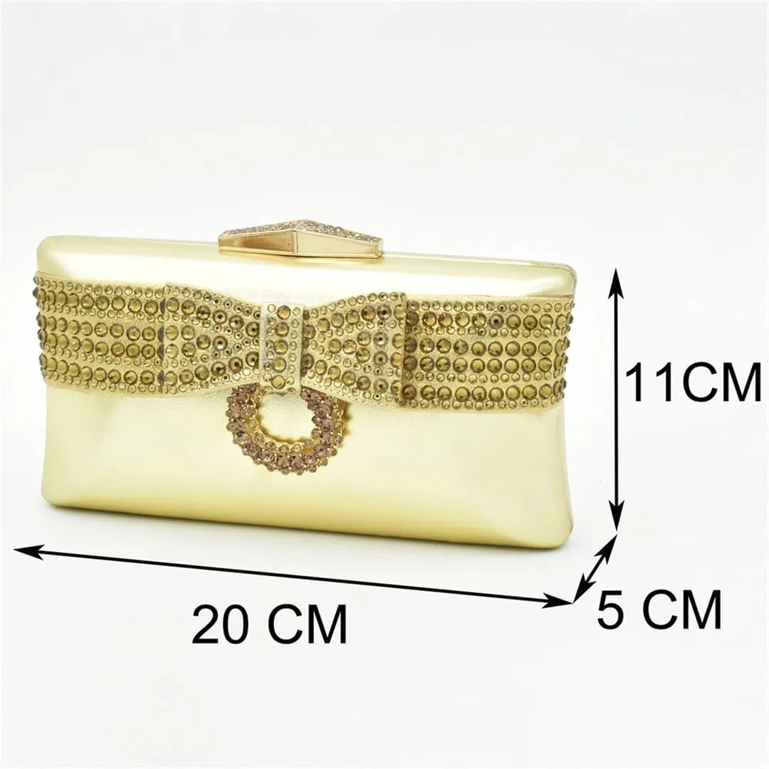 Women Shoes and Bag Set for Wedding Nigerian Decorated with Rhinestone Wedding Shoes Bride Cristal