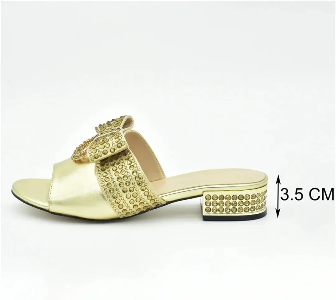 Women Shoes and Bag Set for Wedding Nigerian Decorated with Rhinestone Wedding Shoes Bride Cristal