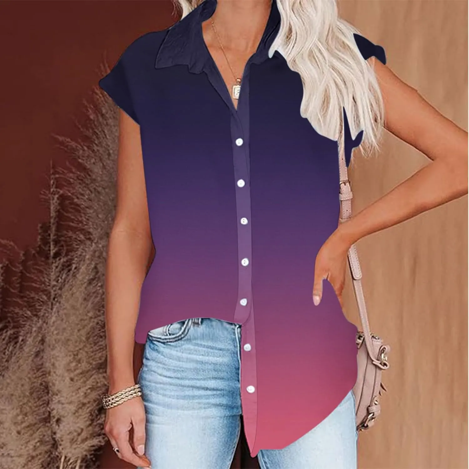 Women Summer Cotton Linen Tops Short Sleeve Button Down Shirts Trendy Dressy Blouse Tops Casual Chambray Clothes 2024