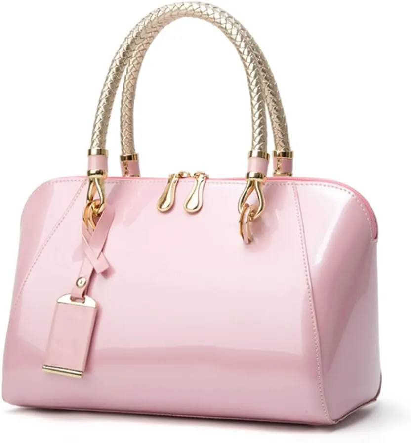 Women Top Handle Satchel Patent Leather Tote Shoulder Bag Small Crossbody Purses