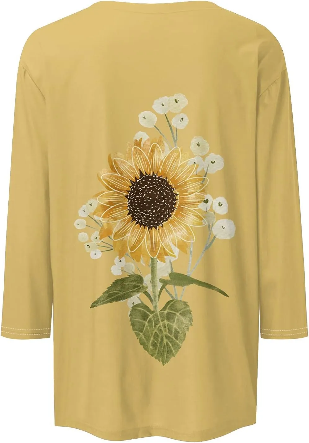 Women Tops Women's Casual 3/4 Length Sleeve Tunic Tops Casual Sunflower Print Loose Blouse Shirts with Leggings