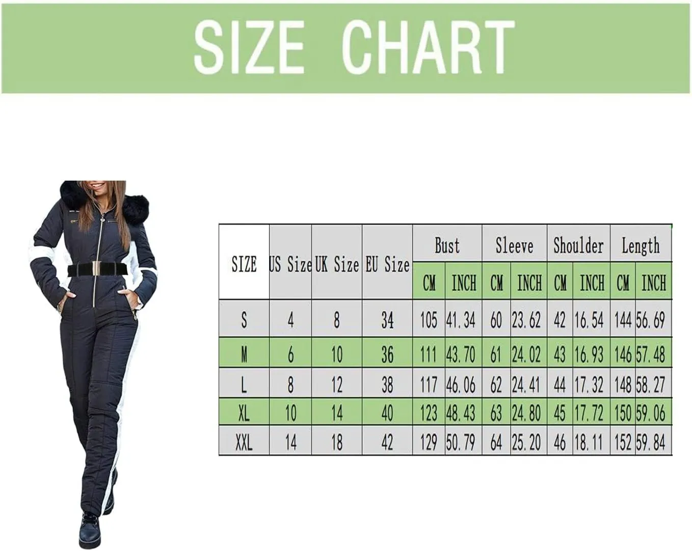 Women Winter One Piece Ski Suits Outdoor Sports Snowsuit Fur Collar Coat Jumpsuit with Hoodies Ski Jackets and Pants