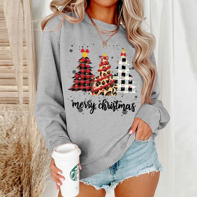 Women Xmas Top Crew Neck Sweatshirts