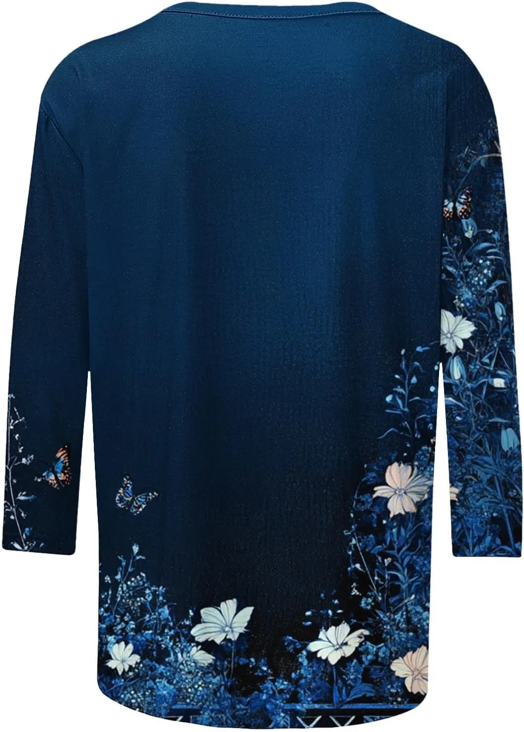 Womens 2025 Floral Boho Summer Tops 3/4 Length Sleeve Shirts Trendy Fashion Blouses Tunics Beach Vacation Clothes