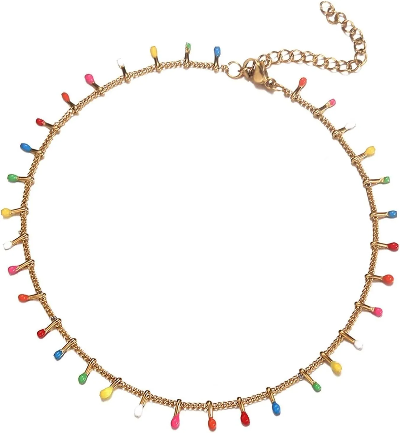Women's Anklets, Stainless Steel Anklets for Women Chain with Bead Elongated Cable Chain