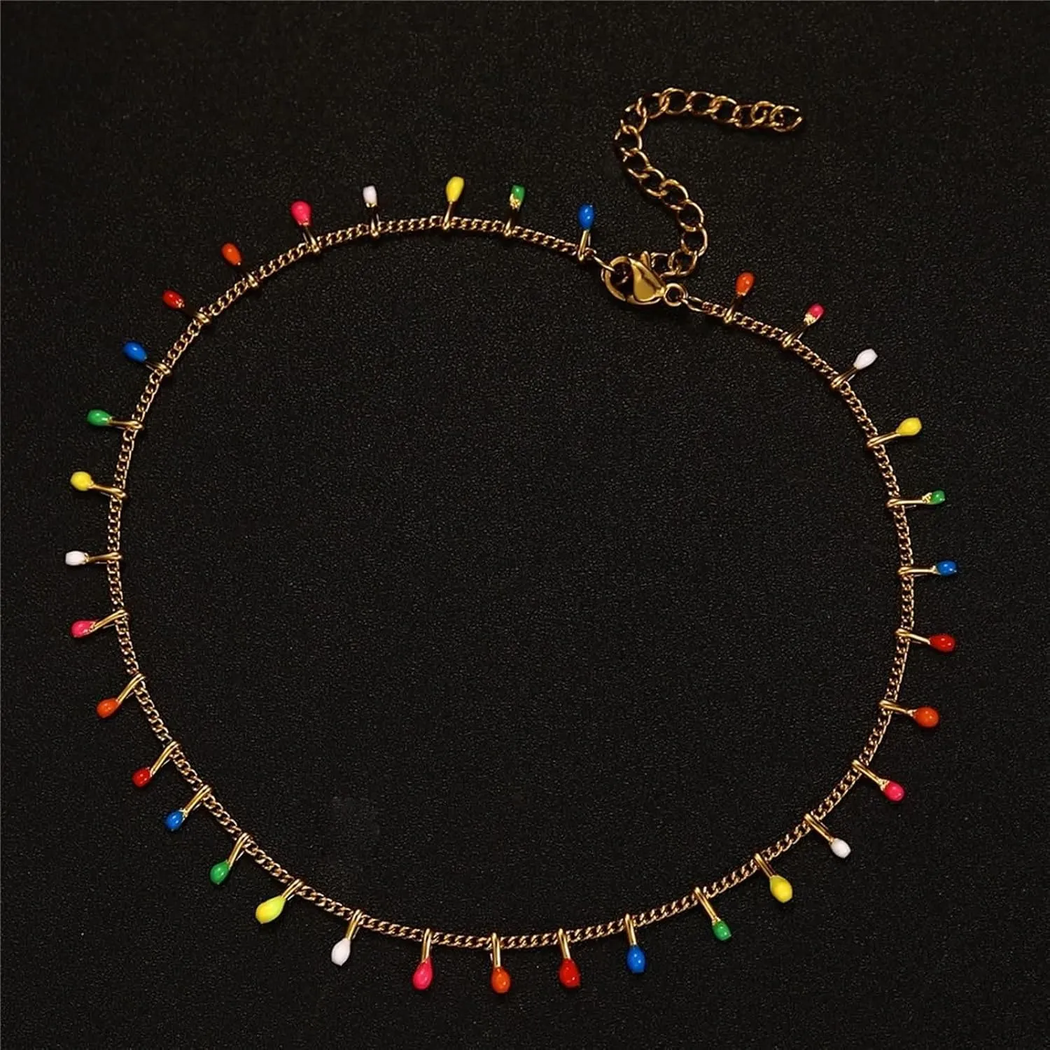 Women's Anklets, Stainless Steel Anklets for Women Chain with Bead Elongated Cable Chain
