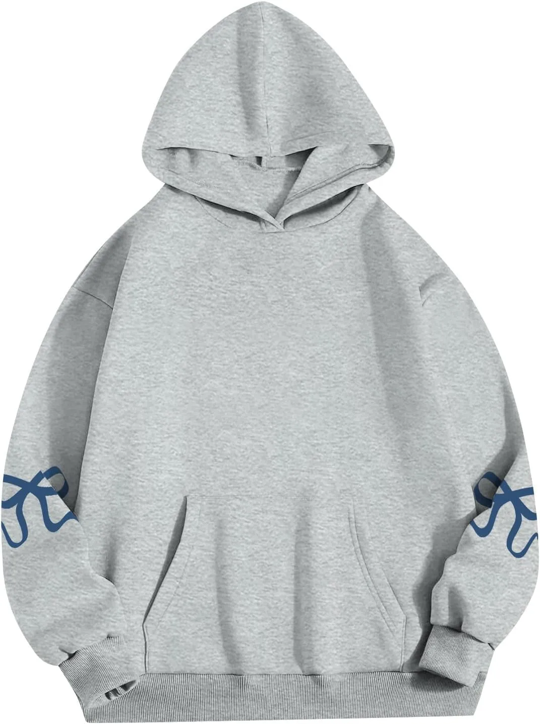 Women's Bow Print Hoodies 2025 Spring Trendy Long Sleeve Sweatshirts Cute Preppy Clothes Casual Graphic Pullover Tops
