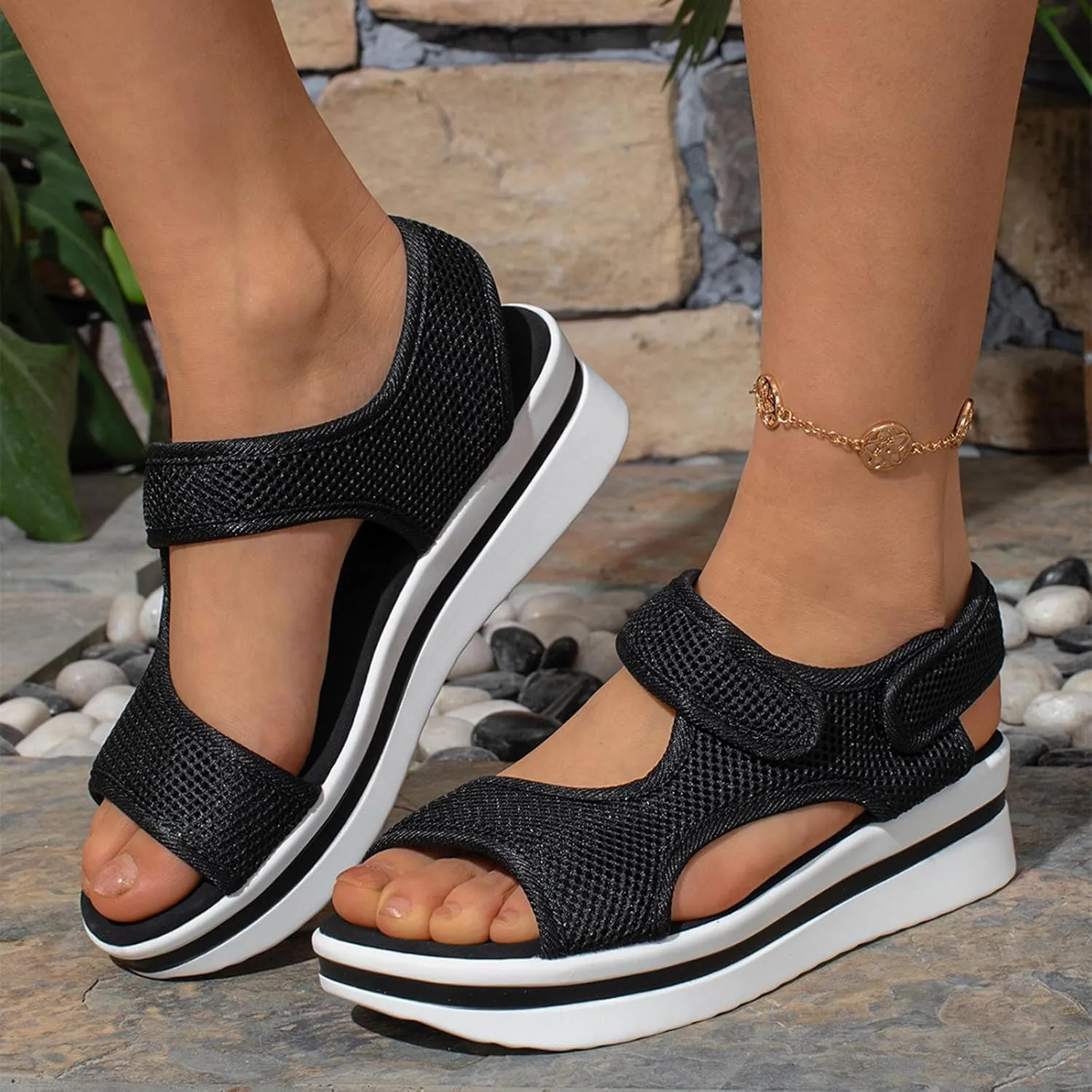 Women's Breathable Orthopedic Sandals Comfortable Walking Arch Support Wide Fit Plantar Fasciitis Sport Athletic Hiking Outdoor Active Summer Dressy Soft Mat Diabetic Tennis Shoes