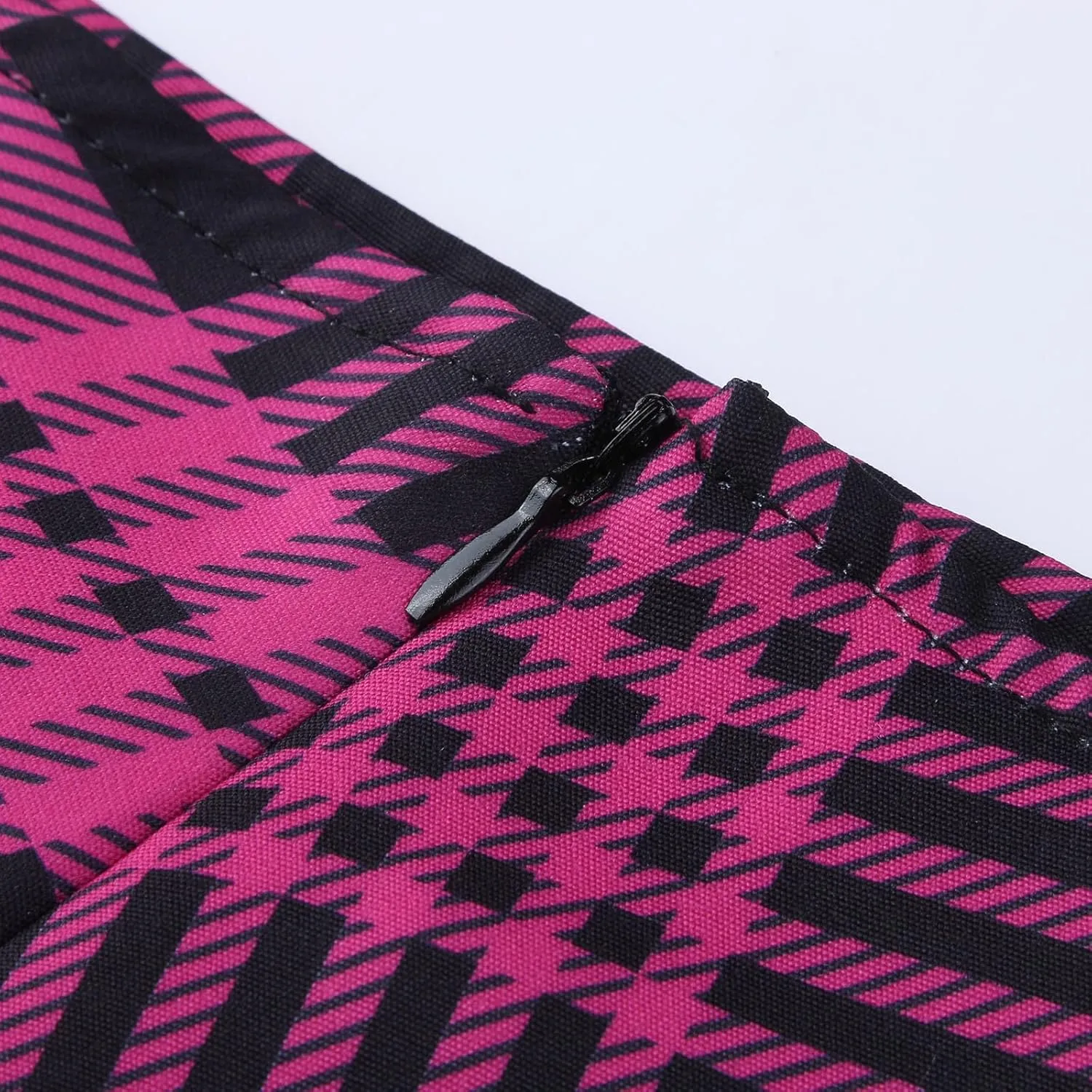 Women's Casual High Waist Plaid A Line Pleated Mini Skirt Comfy Casual Stretchy Band Skater School Skirt (Hot Pink, XL)