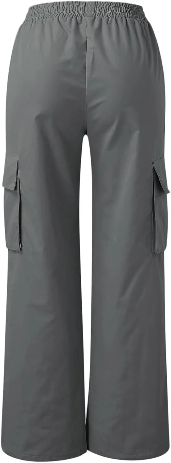Womens Casual Pants Summer Elastic High Waist Pants Straight Leg Lightweight Comfy Lounge Trousers with Pockets 2025