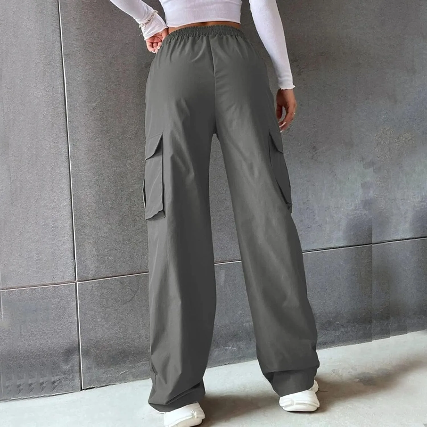 Womens Casual Pants Summer Elastic High Waist Pants Straight Leg Lightweight Comfy Lounge Trousers with Pockets 2025