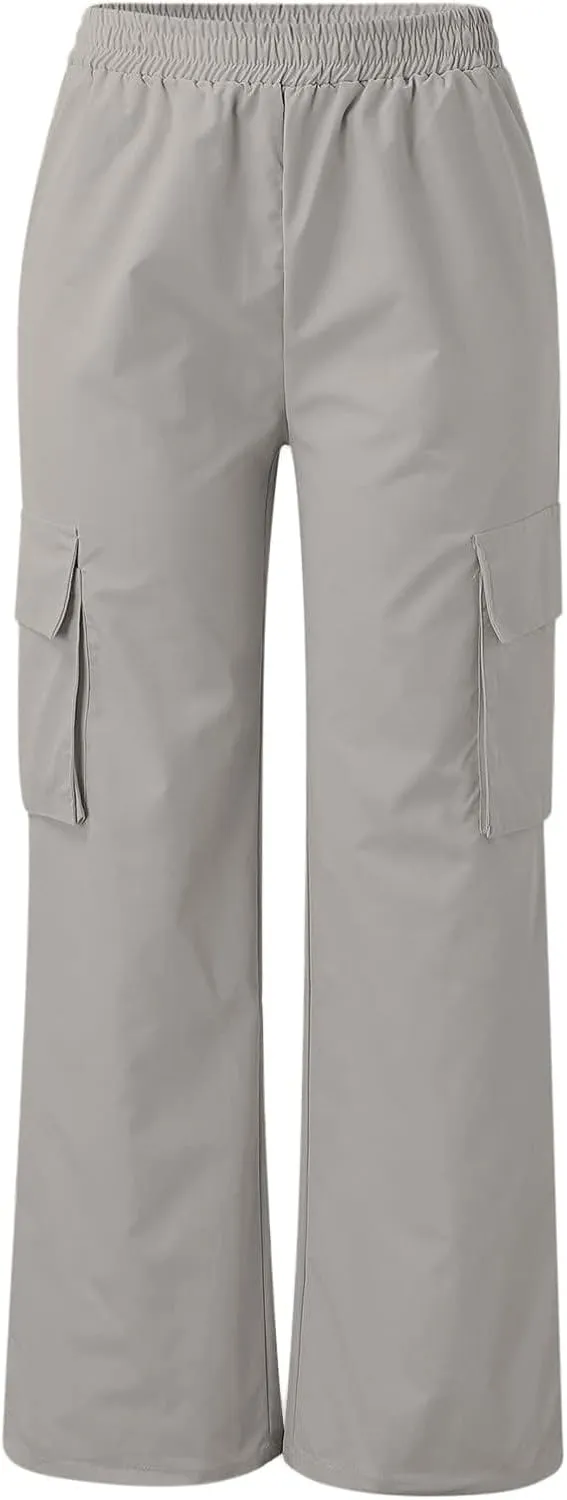 Womens Casual Pants Summer Elastic High Waist Pants Straight Leg Lightweight Comfy Lounge Trousers with Pockets 2025