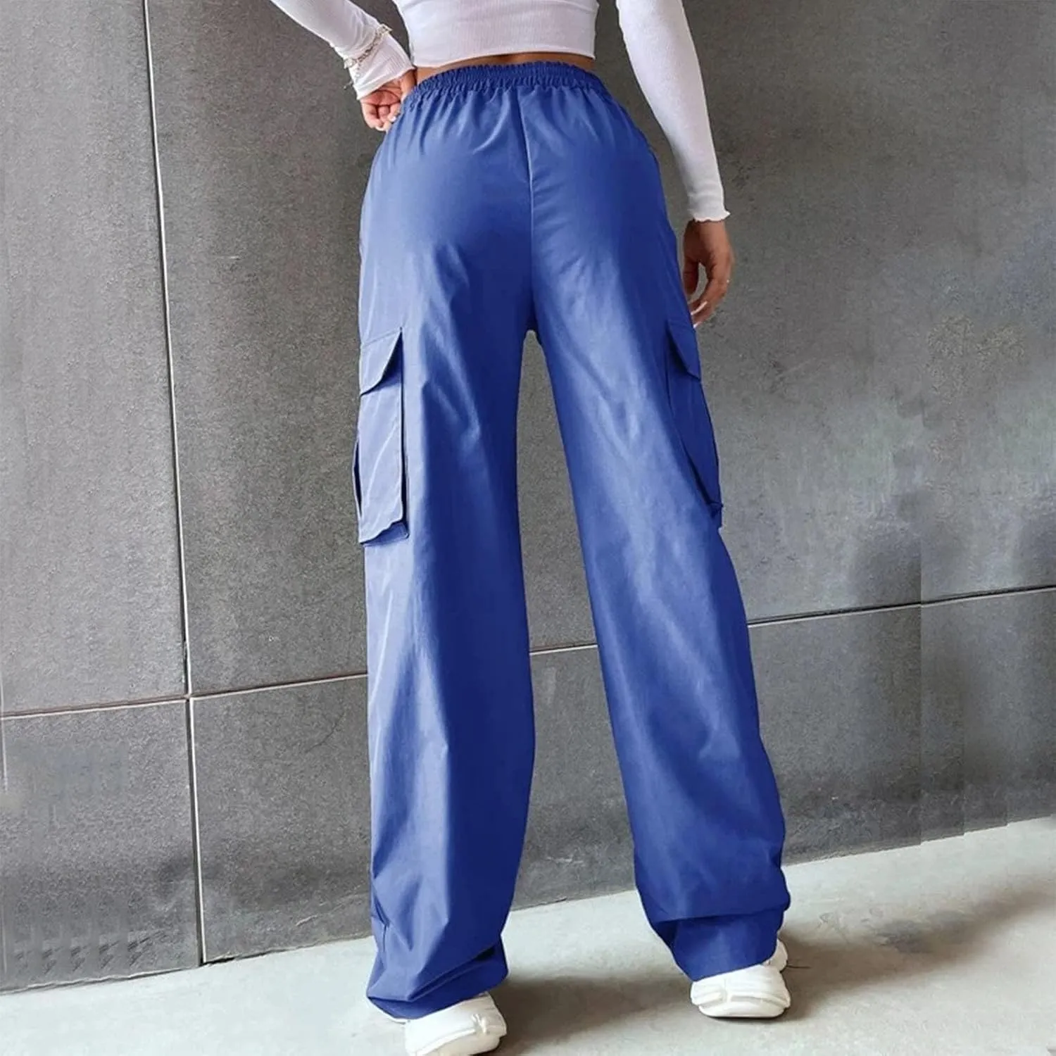 Womens Casual Pants Summer Elastic High Waist Pants Straight Leg Lightweight Comfy Lounge Trousers with Pockets 2025