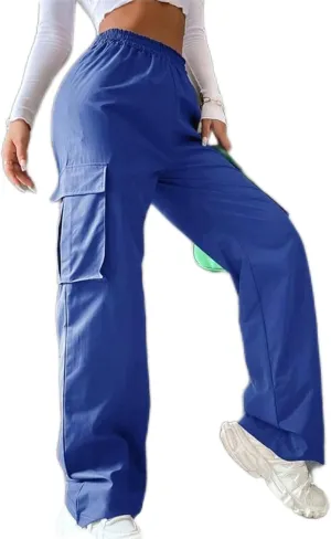 Womens Casual Pants Summer Elastic High Waist Pants Straight Leg Lightweight Comfy Lounge Trousers with Pockets 2025