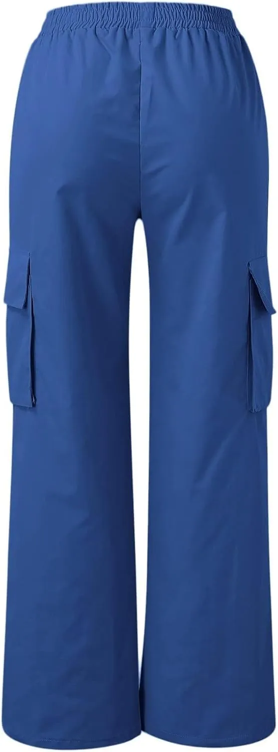 Womens Casual Pants Summer Elastic High Waist Pants Straight Leg Lightweight Comfy Lounge Trousers with Pockets 2025