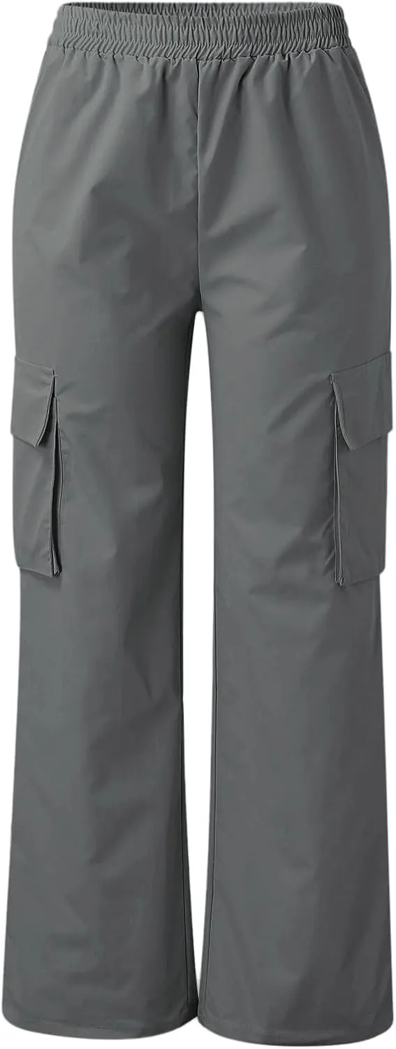 Womens Casual Pants Summer Elastic High Waist Pants Straight Leg Lightweight Comfy Lounge Trousers with Pockets 2025