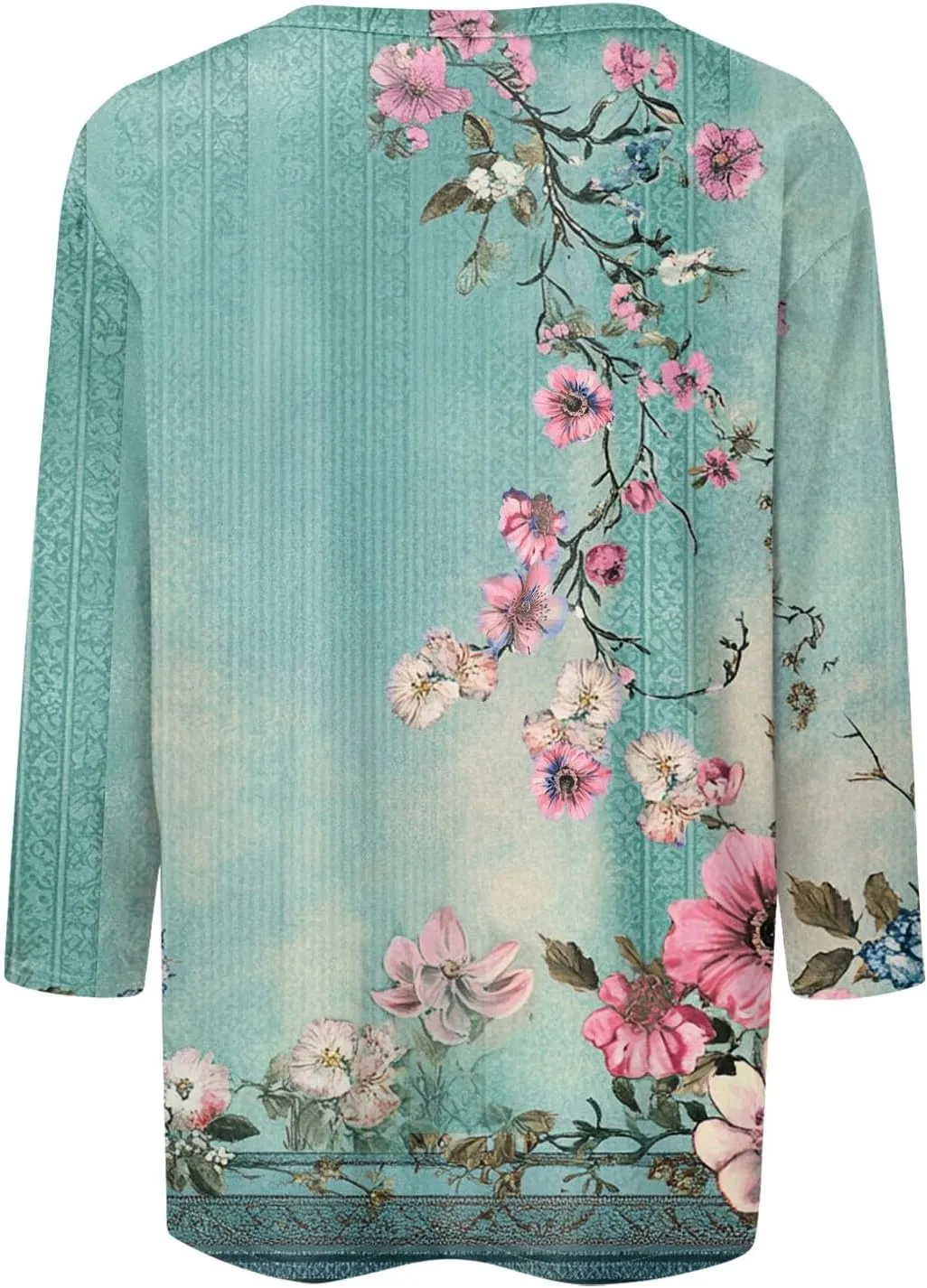 Womens Casual Tops 3/4 Sleeve Summer Trendy Round Neck Cute Tunic Tops Basic Tees Blouses Business Shirt