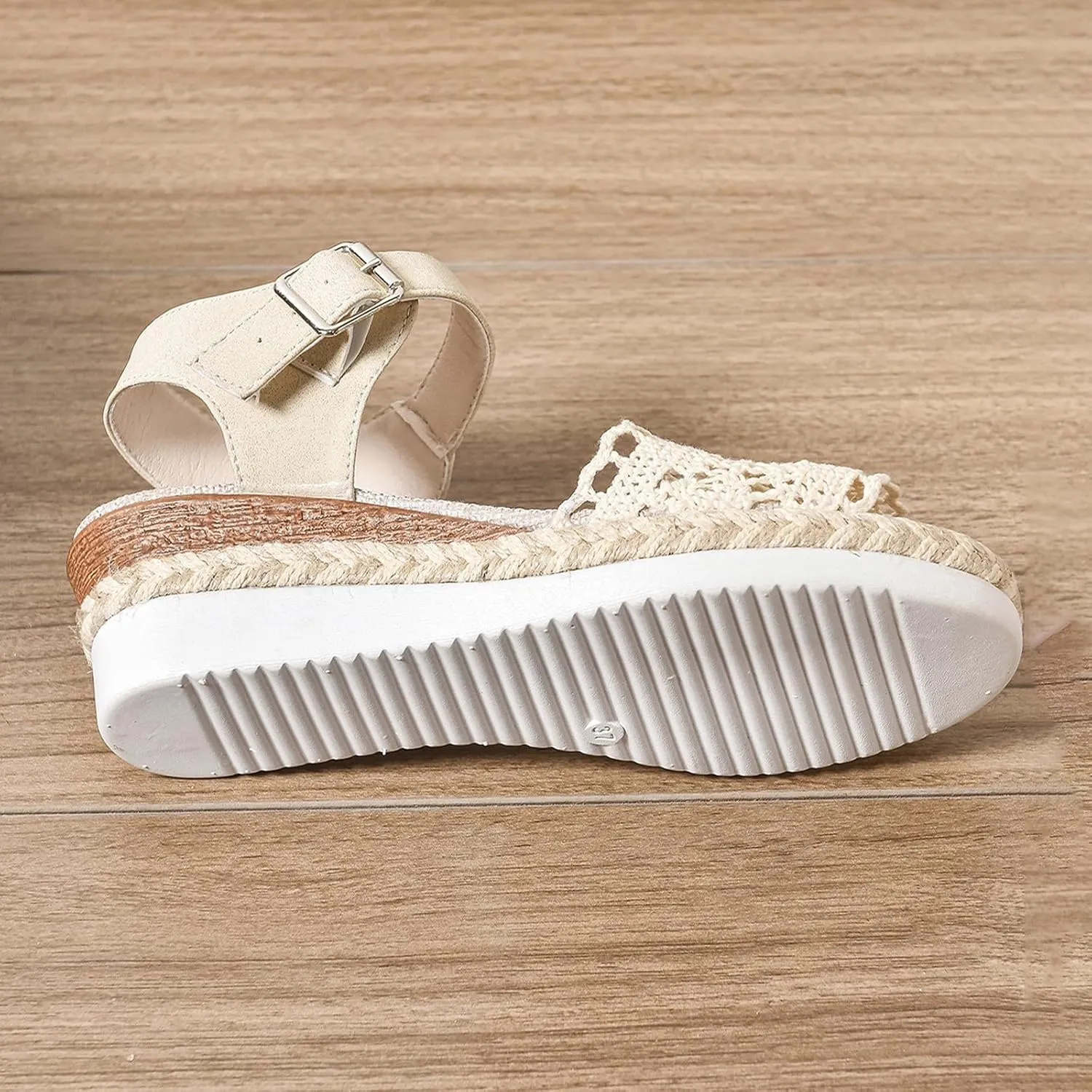 Women's Closed Toe Platform Sandals Summer Buckle Ankle Strap Espadrilles Wedge Sandals Comfortable Slip On Dress Shoes