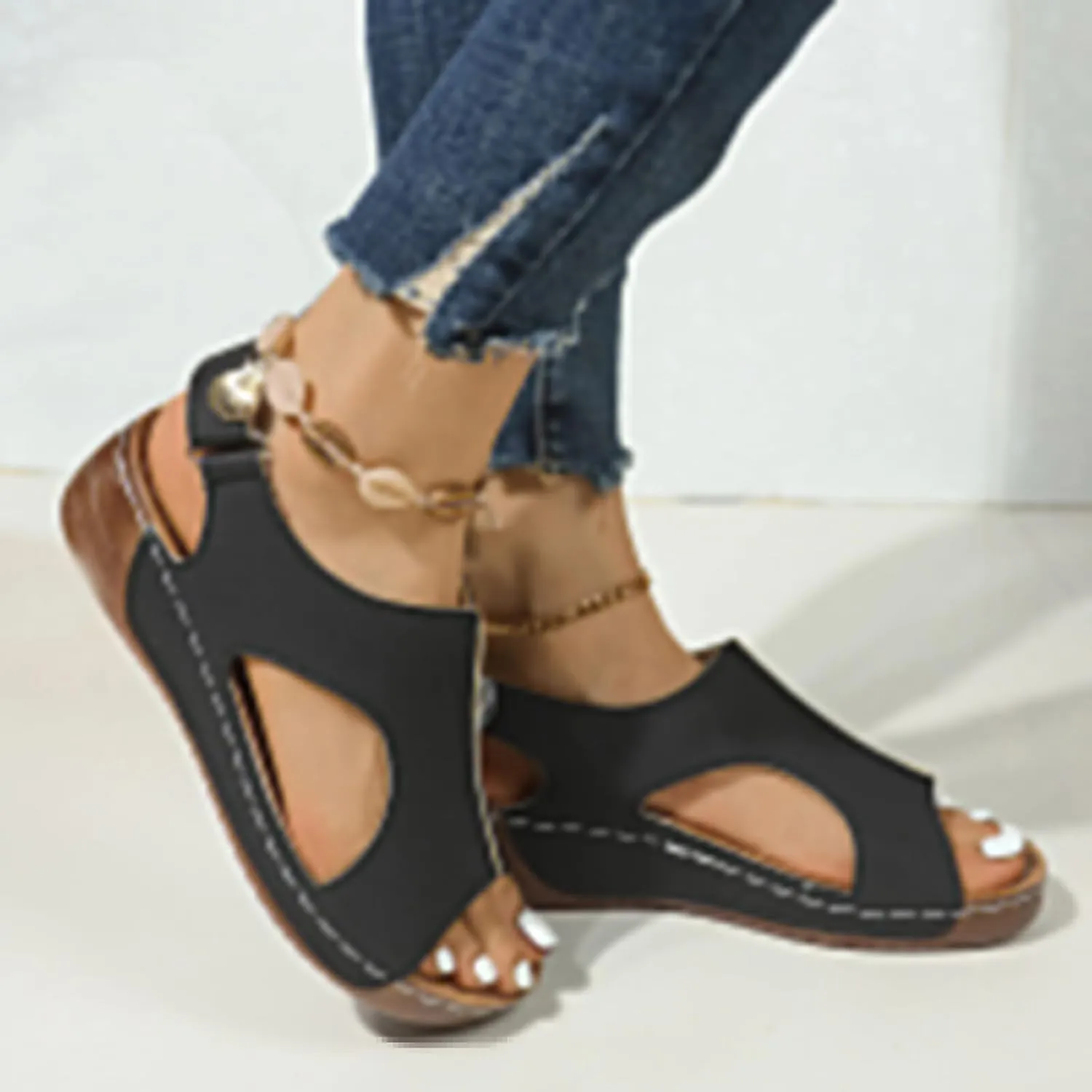 Women's Comfy Orthotic Sandals, Sandals for Women, Wide Gladiator Orthopedic Arch Support Roman Low Wedges Flip Flops Support Comfortable Wedge Slippers Anti-Slip Walking Thong Sandal