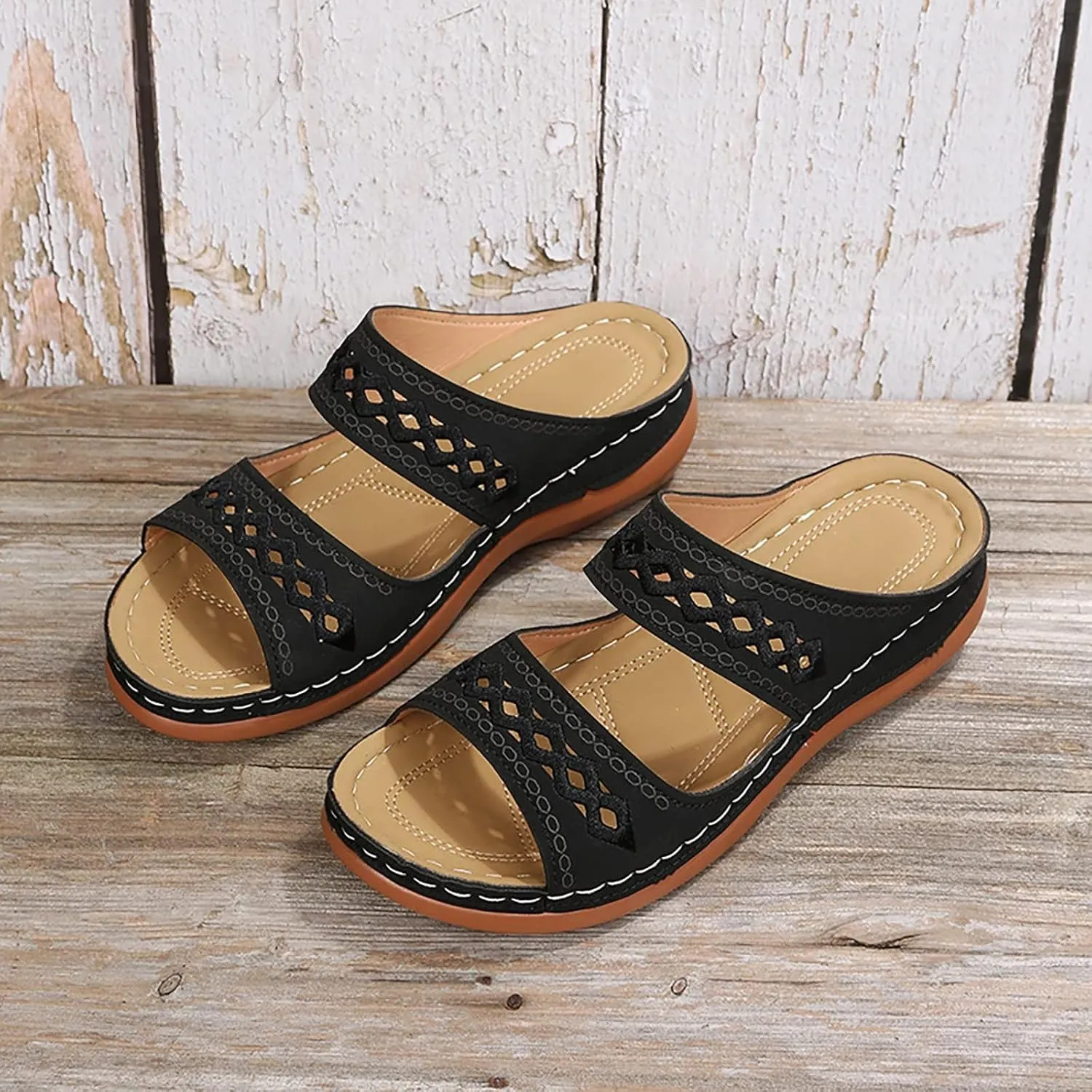 Women's Comfy Orthotic Sandals, Sandals for Women, Wide Gladiator Orthopedic Arch Support Roman Low Wedges Flip Flops Support Comfortable Wedge Slippers Anti-Slip Walking Thong Sandal