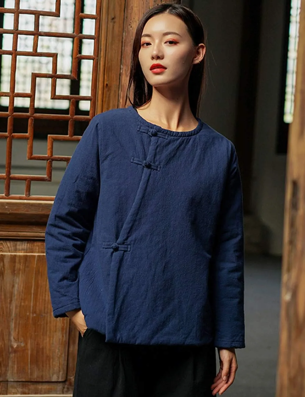 Women's Cotton Padded Coats Cotton Linen Chinese Tang Suit Style Short Jackets