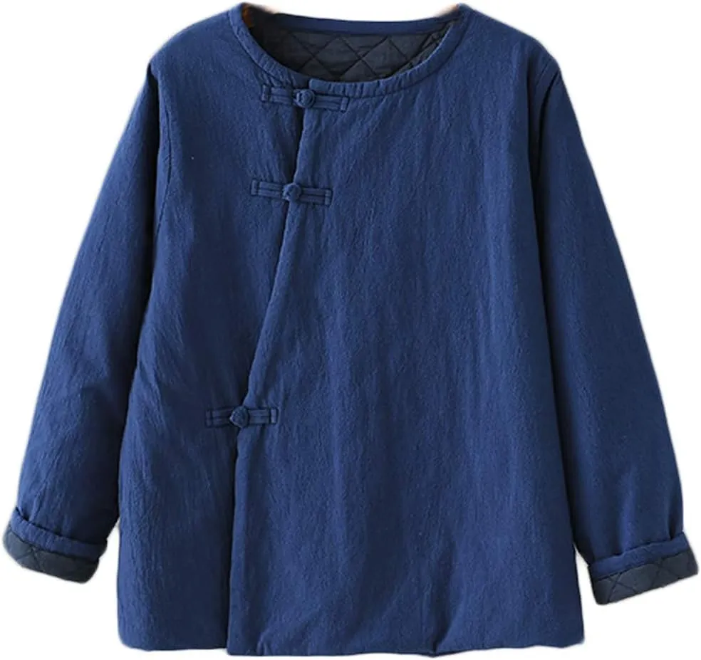 Women's Cotton Padded Coats Cotton Linen Chinese Tang Suit Style Short Jackets