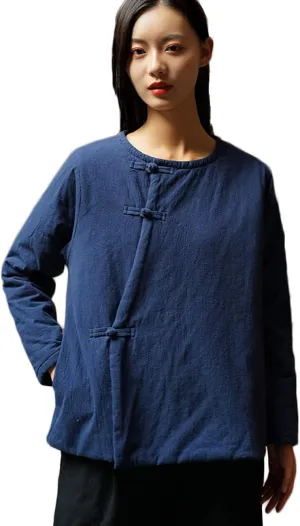 Women's Cotton Padded Coats Cotton Linen Chinese Tang Suit Style Short Jackets