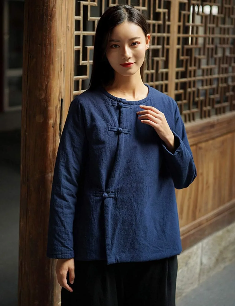Women's Cotton Padded Coats Cotton Linen Chinese Tang Suit Style Short Jackets