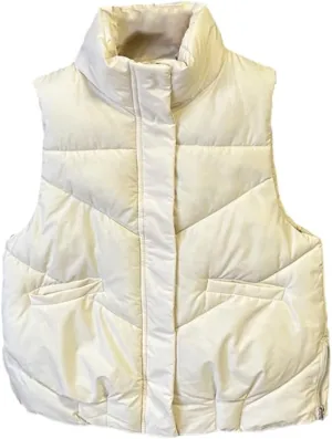 Women's Cotton Vest Autumn Winter Stand-Up Collar Coat Waistcoat Womens Down Cotton Jacket Sleeveless Padded Outwear
