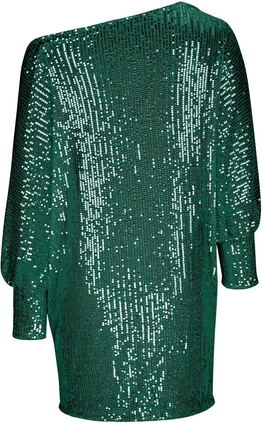 Women's Elegant Sexy One Shoulder Long Sleeve Midi Dress Solid Color Sequins Prom Party Cocktail Dresses, S-3XL