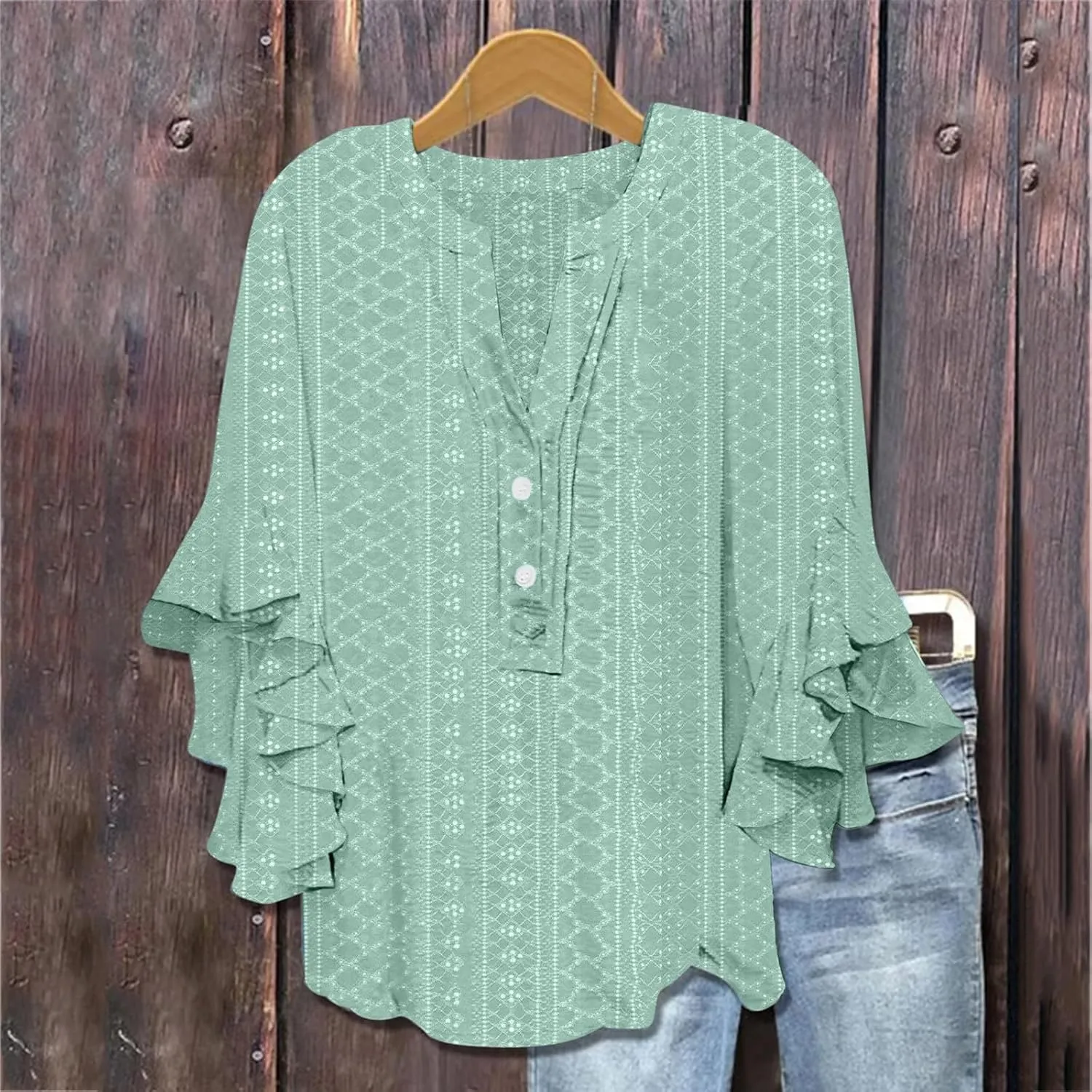 Women's Eyelet Poncho Tops Half Sleeve Tops Trendy Casual Lightweight Flowy Shirt Ruffles Hem Dressy Elegant Blouse