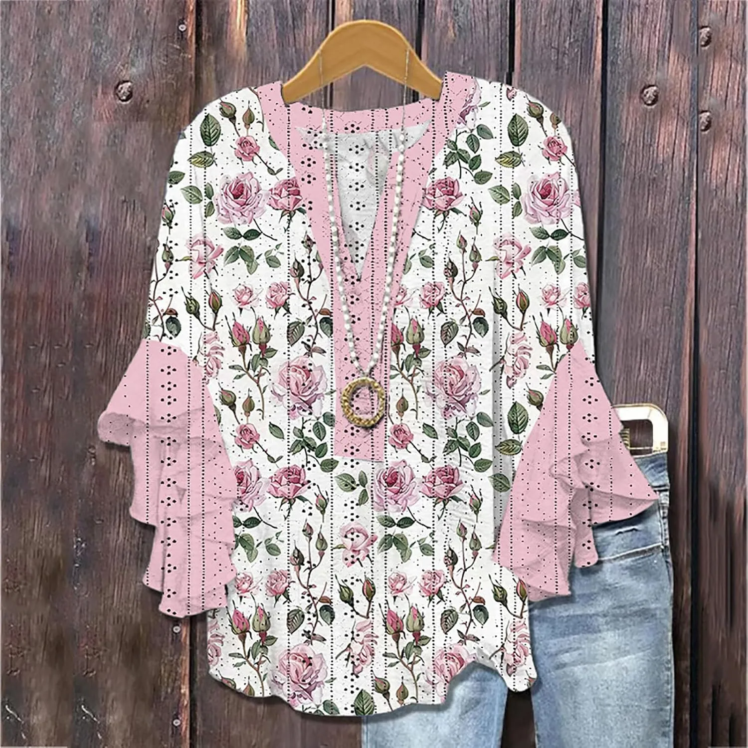 Women's Eyelet Poncho Tops Half Sleeve Tops Trendy Casual Lightweight Flowy Shirt Ruffles Hem Dressy Elegant Blouse