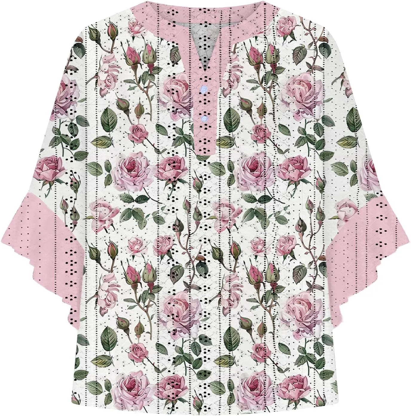Women's Eyelet Poncho Tops Half Sleeve Tops Trendy Casual Lightweight Flowy Shirt Ruffles Hem Dressy Elegant Blouse