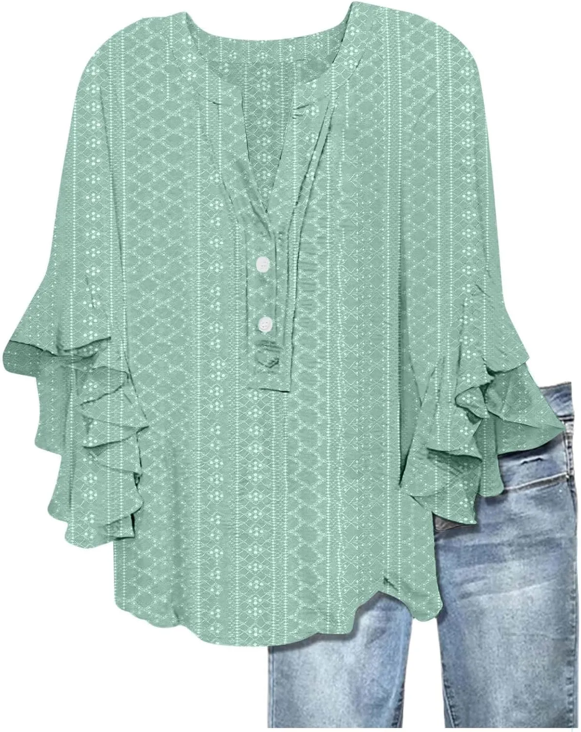 Women's Eyelet Poncho Tops Half Sleeve Tops Trendy Casual Lightweight Flowy Shirt Ruffles Hem Dressy Elegant Blouse