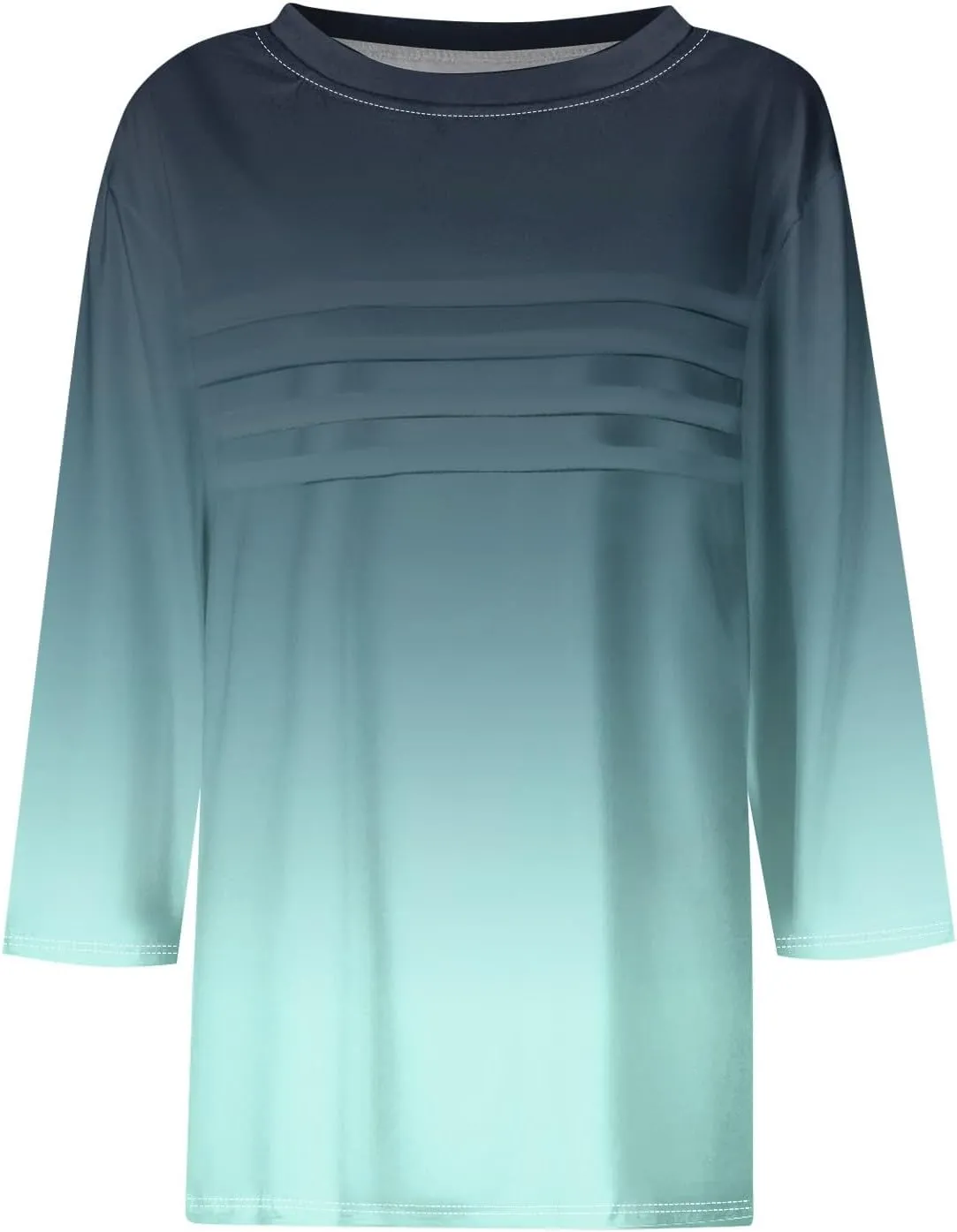 Women's Fashion Casual Loose 3/4 Sleeve Striped Printed Round Neck Top