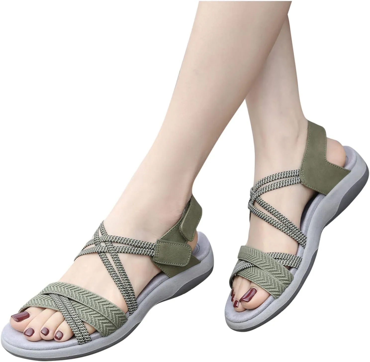 Womens Flat Sandals Slip On Summer Gladiator Open Toe Braided Slingback Shoes Dressy Bohemian Flats Shoes Outdoor