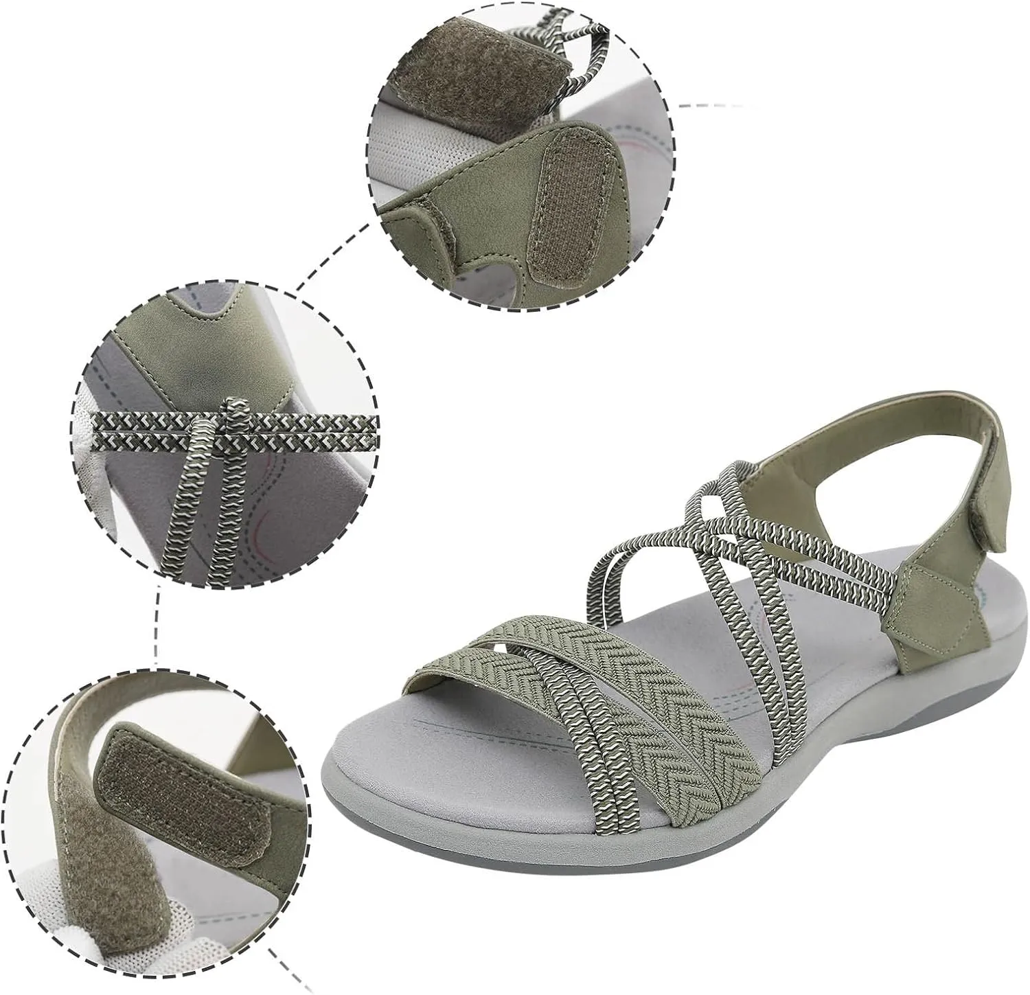 Womens Flat Sandals Slip On Summer Gladiator Open Toe Braided Slingback Shoes Dressy Bohemian Flats Shoes Outdoor