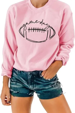 Womens Game Day Sweatshirt Outfits Football Mom Shirts Long Sleeve Crewneck Football Season Shirts Top