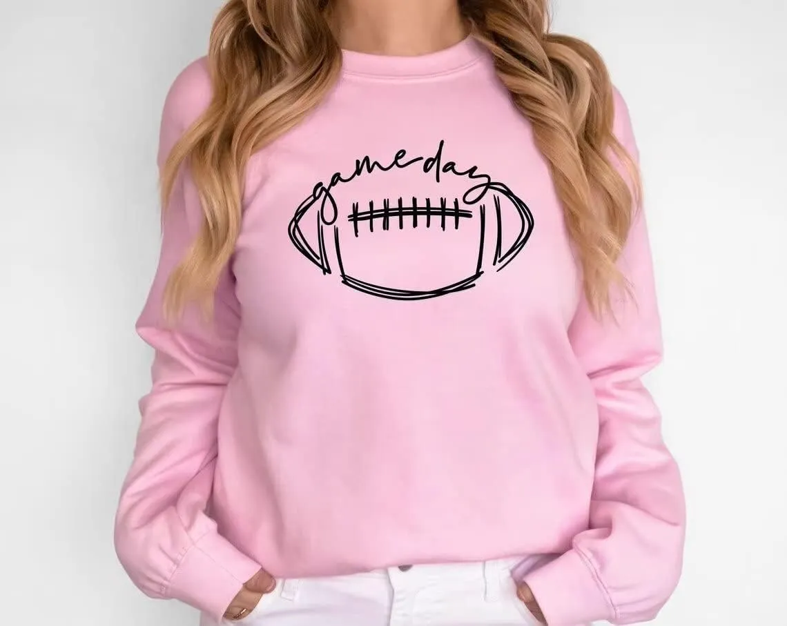 Womens Game Day Sweatshirt Outfits Football Mom Shirts Long Sleeve Crewneck Football Season Shirts Top