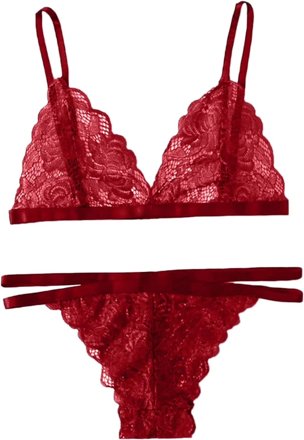 Womens Lingerie 2 Piece Lace Bralette Babydoll Sexy V Neck Bra and Panty Sets Teddy Bodysuit Sleepwear Nightwear