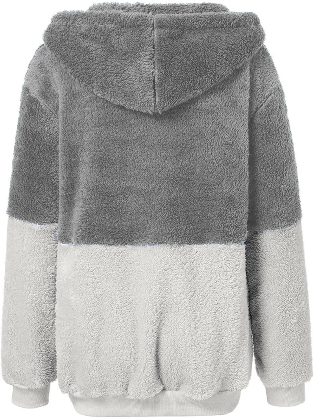Womens Oversized Hoodies Jacket Sherpa Hooded Sweatshirts Fuzzy Fleece Patchwork Drawstring Pullover Fluffy Outerwear
