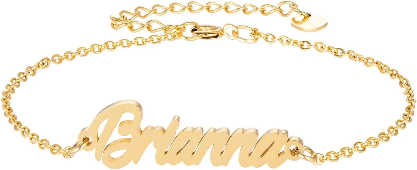 Women's Personalized Custom Name Bracelets & Name Anklets- Stainless Steel Gold Plated
