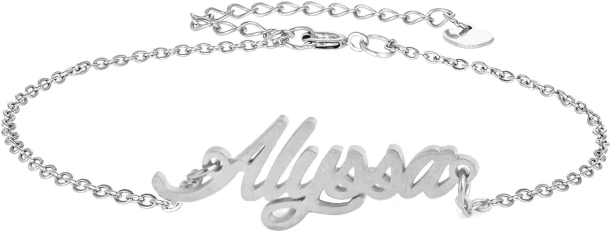 Women's Personalized Custom Name Bracelets & Name Anklets- Stainless Steel Gold Plated