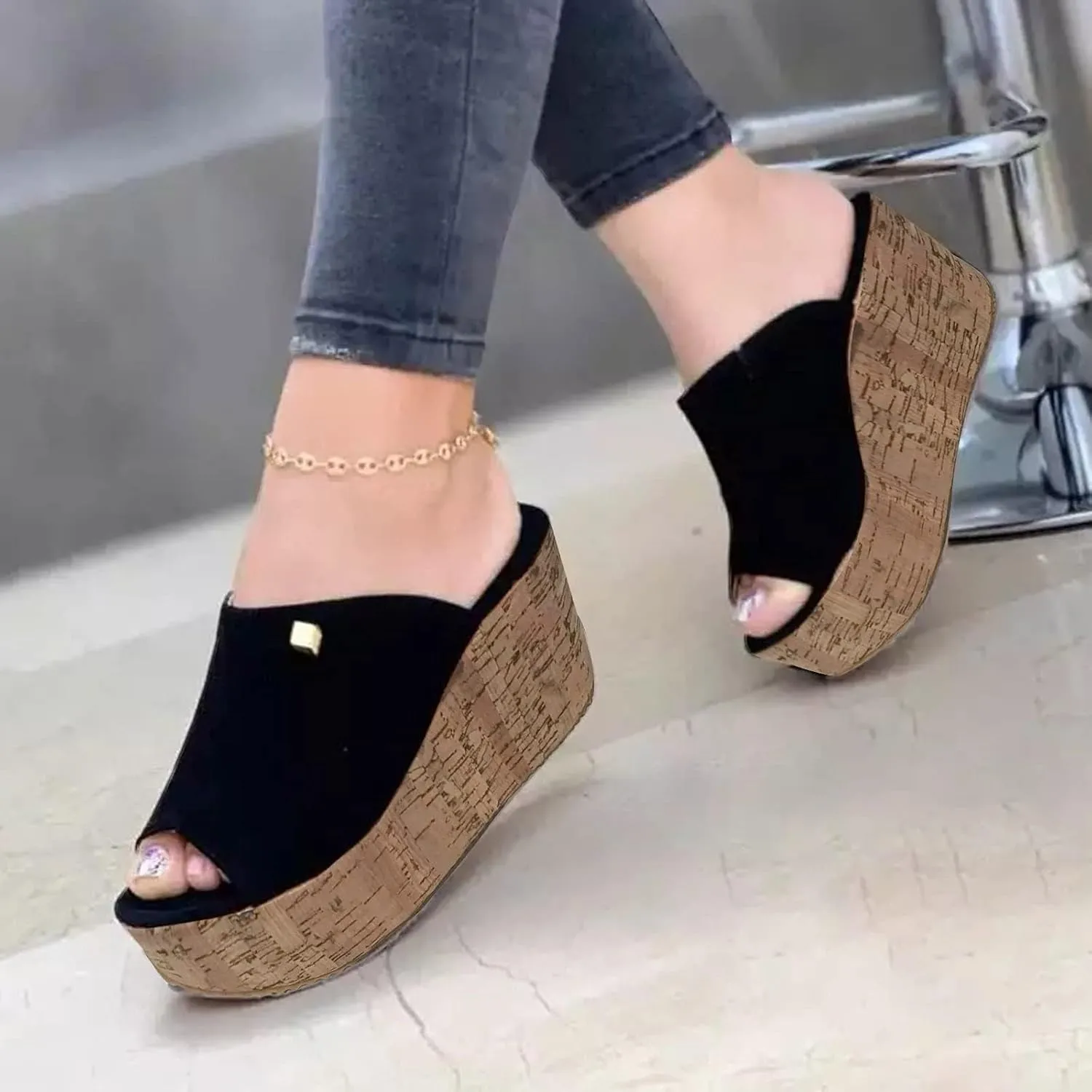 Womens Platform Sandals Summer Flatform Slide Sandals for Women Comfortable Walking Orthopedic Slippers Beach Slip On Platform Wedge Shoes All Day Comfort