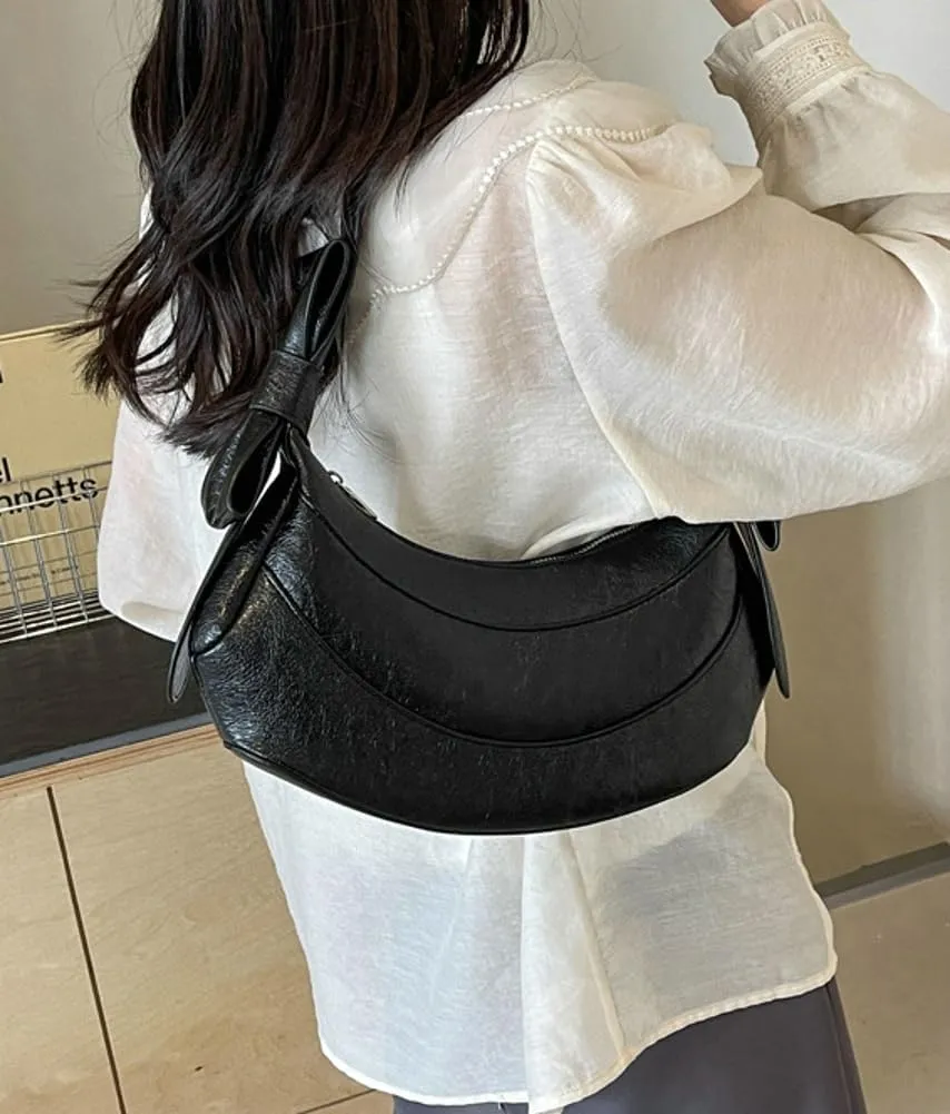 Womens PU Leather Crescent Shoulder Bag Y2k Designer Tote Bags Handbag Purse Cute Dumpling Top Handle Satchel
