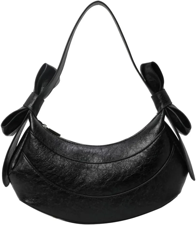 Womens PU Leather Crescent Shoulder Bag Y2k Designer Tote Bags Handbag Purse Cute Dumpling Top Handle Satchel