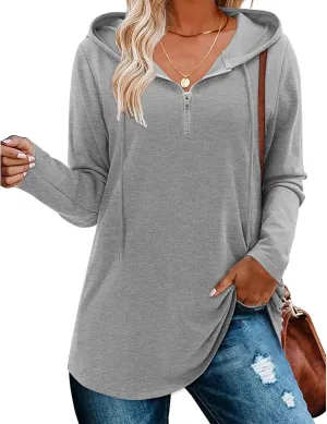 Women's Quarter Zip Tunic Hoodies Pullover Long Hooded Sweatshirts Long Sleeve Tops